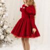 Elegant red velvet dress for girls Jeanette