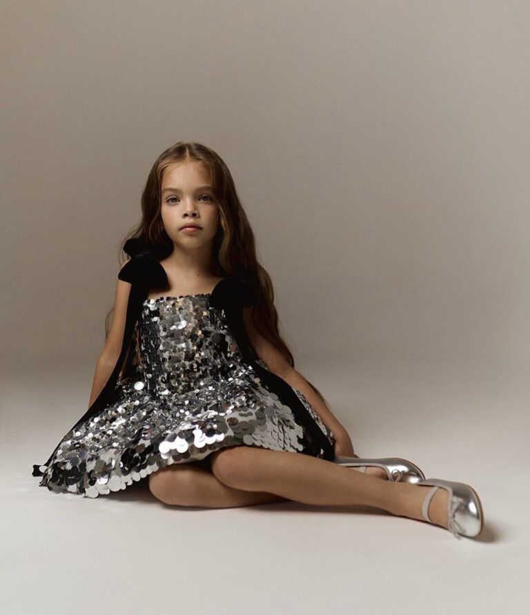 Elegant silver glittered dress for girls Renee