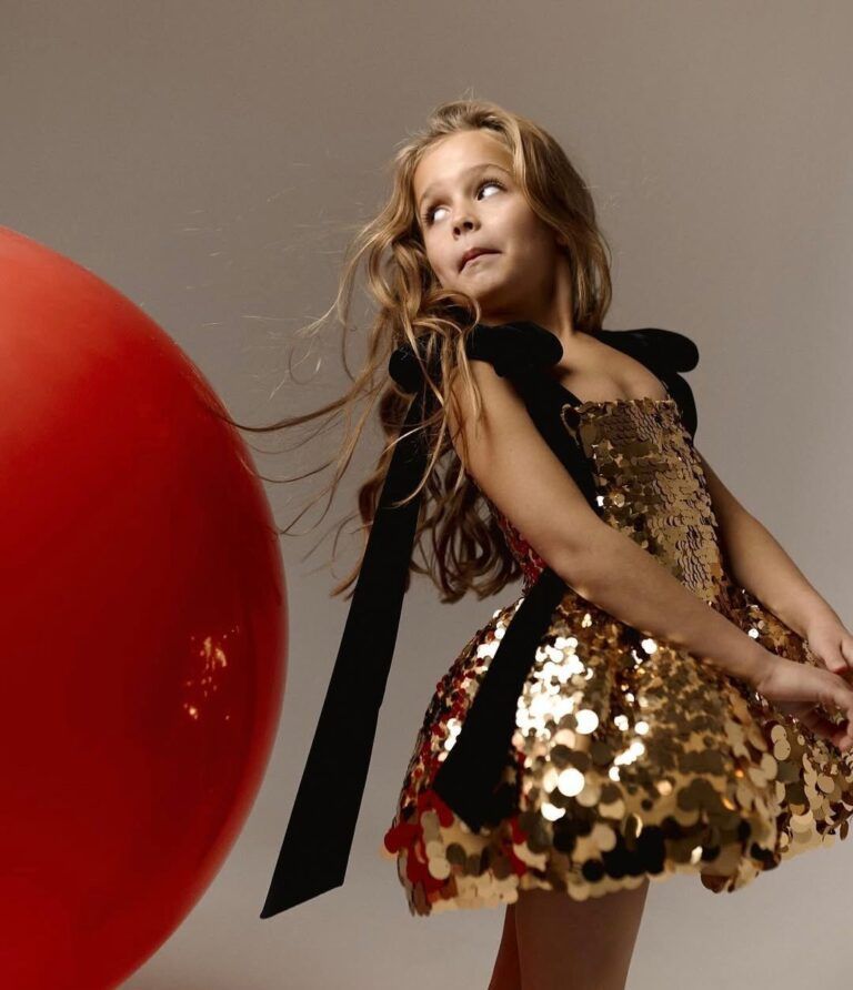Elegant gold glittered dress for girls Renee