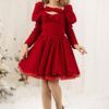 Elegant red velvet dress for girls Jeanette